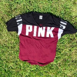 PINK Victoria’s Secret maroon and black tee